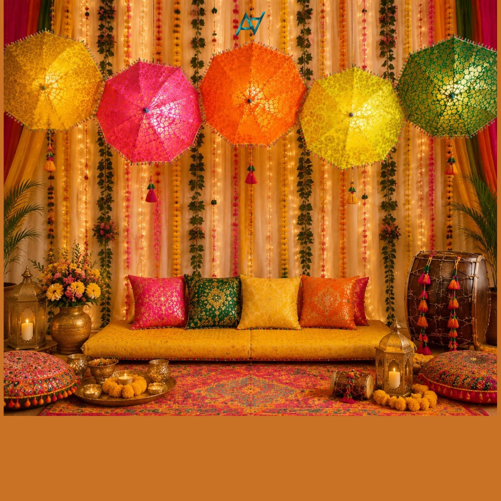 Jamawar Wedding Umbrella – Decorative Mehndi & Baraat Umbrella | Pakistani Event Decor