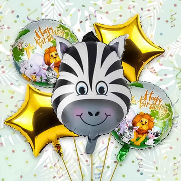 Zebra Foil Balloons 5 Pcs Set