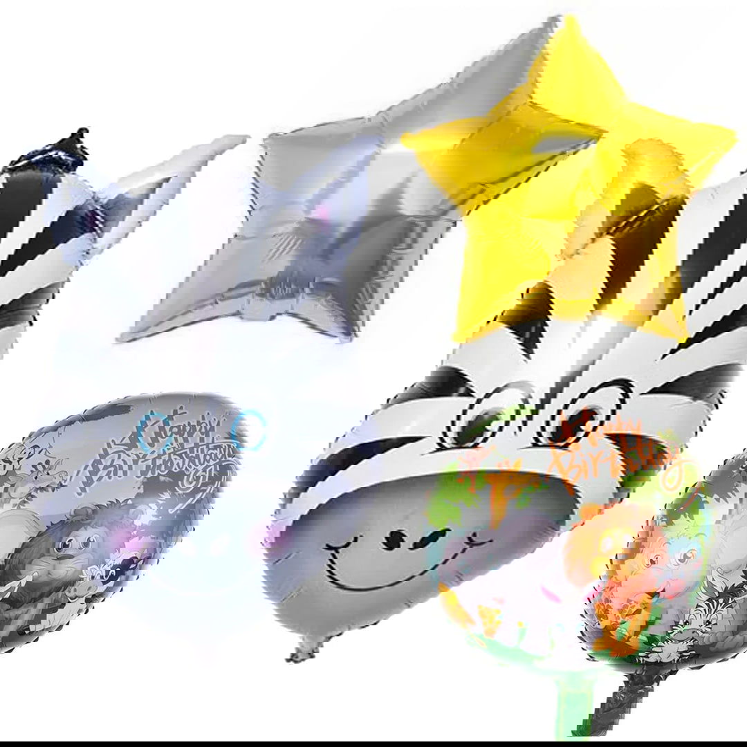 Zebra Foil Balloons 5 Pcs Set