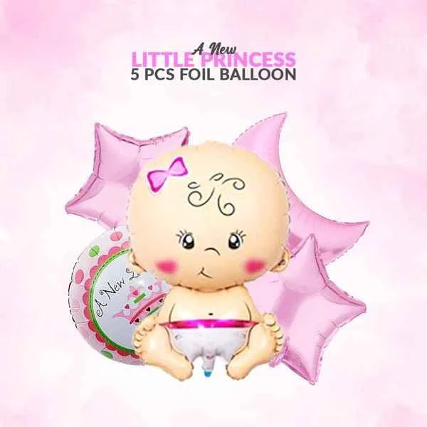 A New Little Princess – 5 Pcs Foil Balloon Set (It’s a Girl) - aliakbardecoration