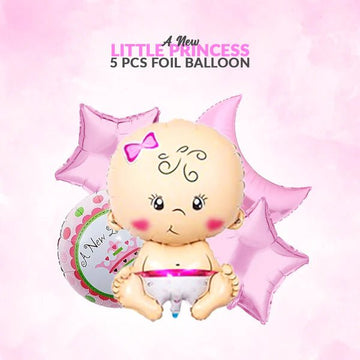 A New Little Princess – 5 Pcs Foil Balloon Set (It’s a Girl) - aliakbardecoration