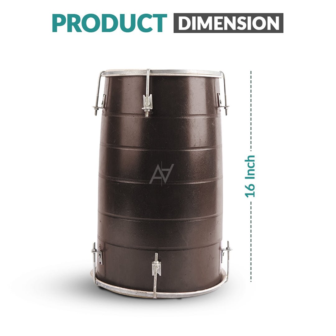 Brown Plain Wooden Dhol – Classic Traditional Dhol - aliakbardecoration