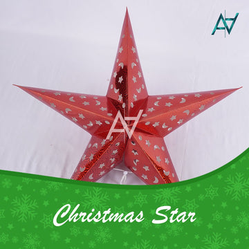 Christmas 5 - Point Hanging Star – Red / Gold / White - aliakbardecoration