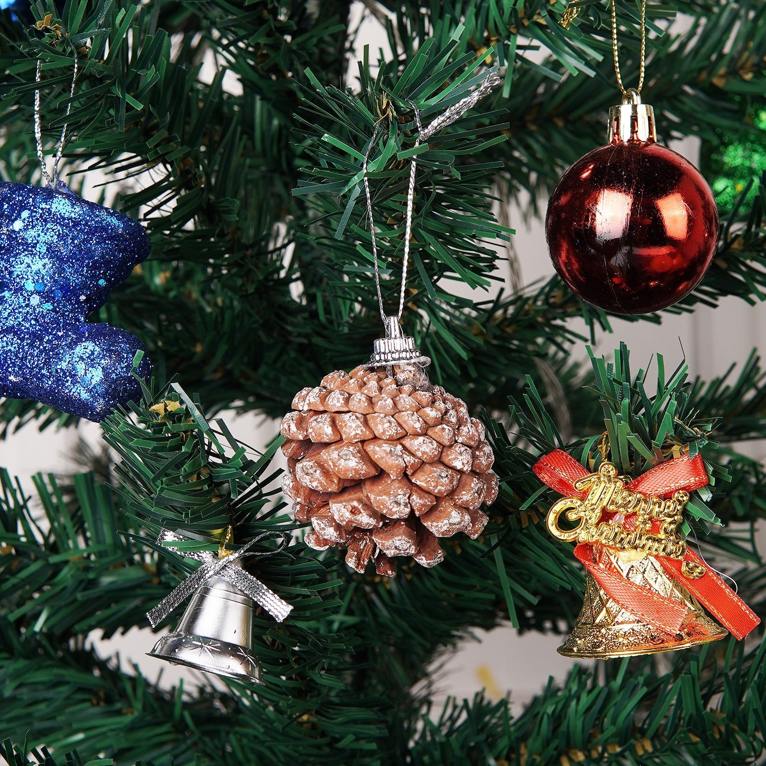 Christmas 9 Pcs Hanging Pinecone Wood Frosted For Christmas Party Decor - aliakbardecoration