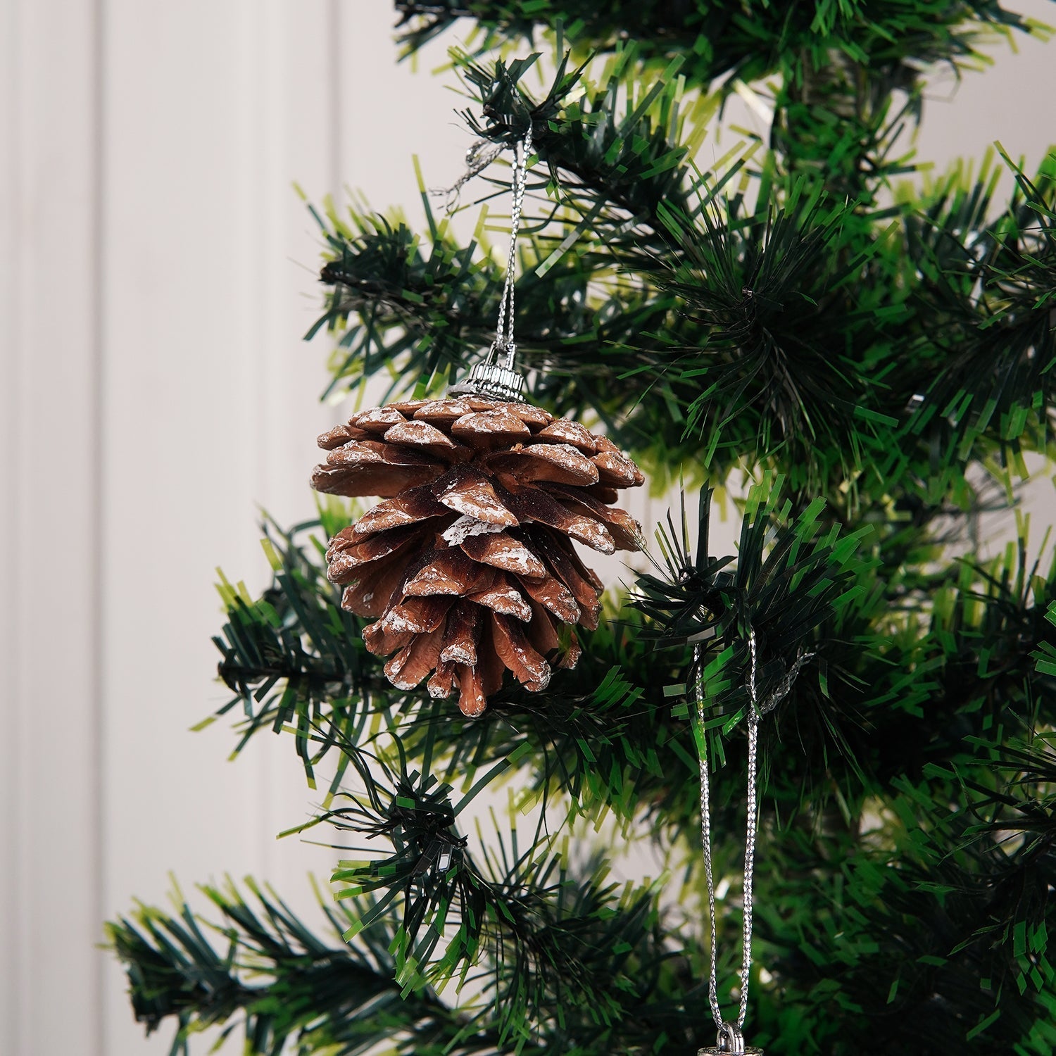 Christmas 9 Pcs Hanging Pinecone Wood Frosted For Christmas Party Decor - aliakbardecoration