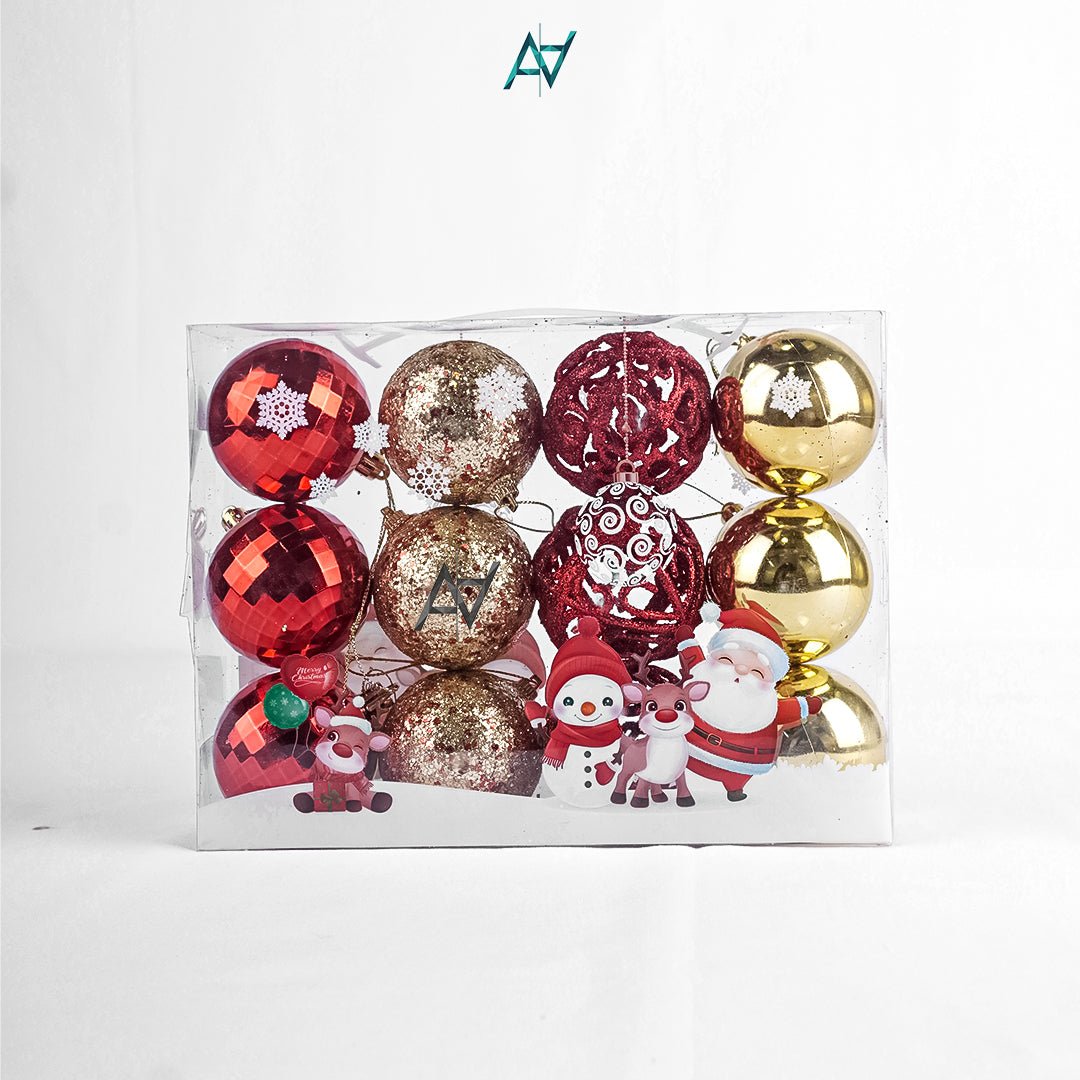 Christmas Hanging Balls – Set of 12 (Red & Gold Mix) - aliakbardecoration