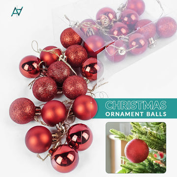 Christmas Hanging Balls – Set of 24 (Red / Silver / Blue) - aliakbardecoration