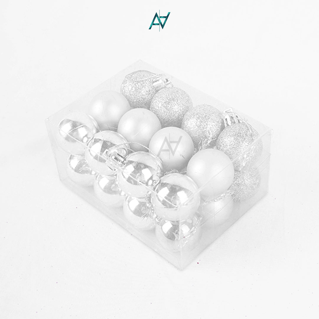 Christmas Hanging Balls – Set of 24 (Red / Silver / Blue) - aliakbardecoration