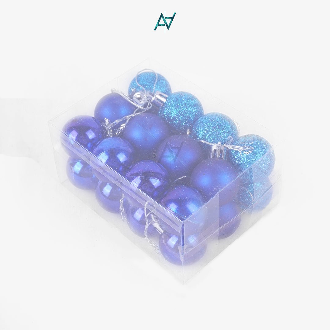 Christmas Hanging Balls – Set of 24 (Red / Silver / Blue) - aliakbardecoration