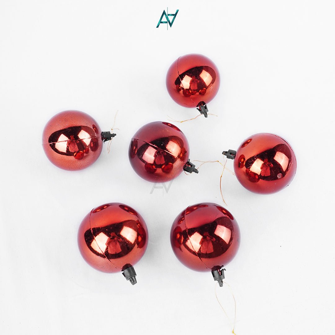 Christmas Hanging Balls – Set of 6 (Red) - aliakbardecoration
