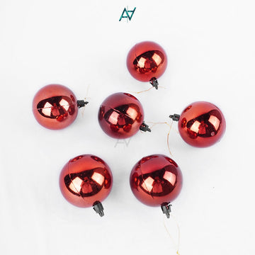 Christmas Hanging Balls – Set of 6 (Red) - aliakbardecoration