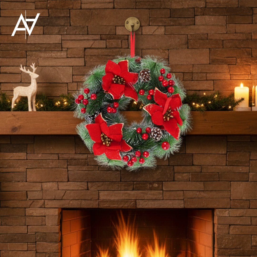 Christmas Poinsettia Wreath - aliakbardecoration