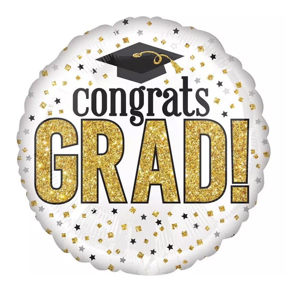 Congrats Grad! Round Foil Balloons - aliakbardecoration