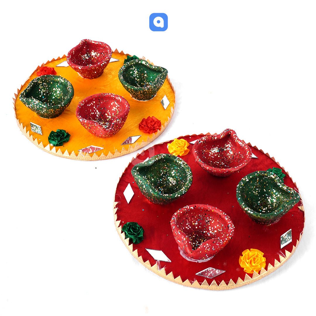 Decorative Diya Tray for Diwali & Festive Decor – Ali Akbar Decorations - aliakbardecoration