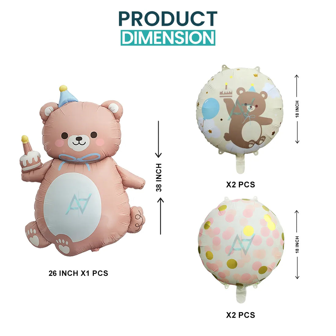 Teddy Bear Foil Balloon Set