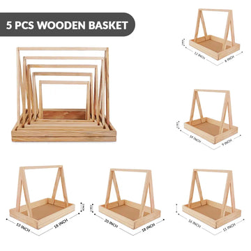 5 Pcs WOODEN BASKET