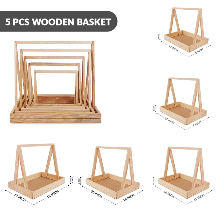5 Pcs WOODEN BASKET