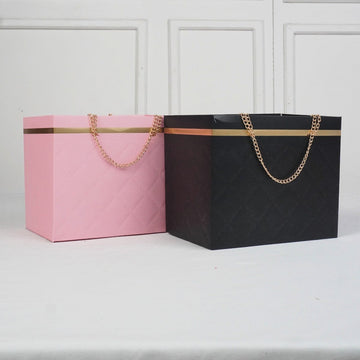 Flower Gift Boxes - Basket with Golden Chain