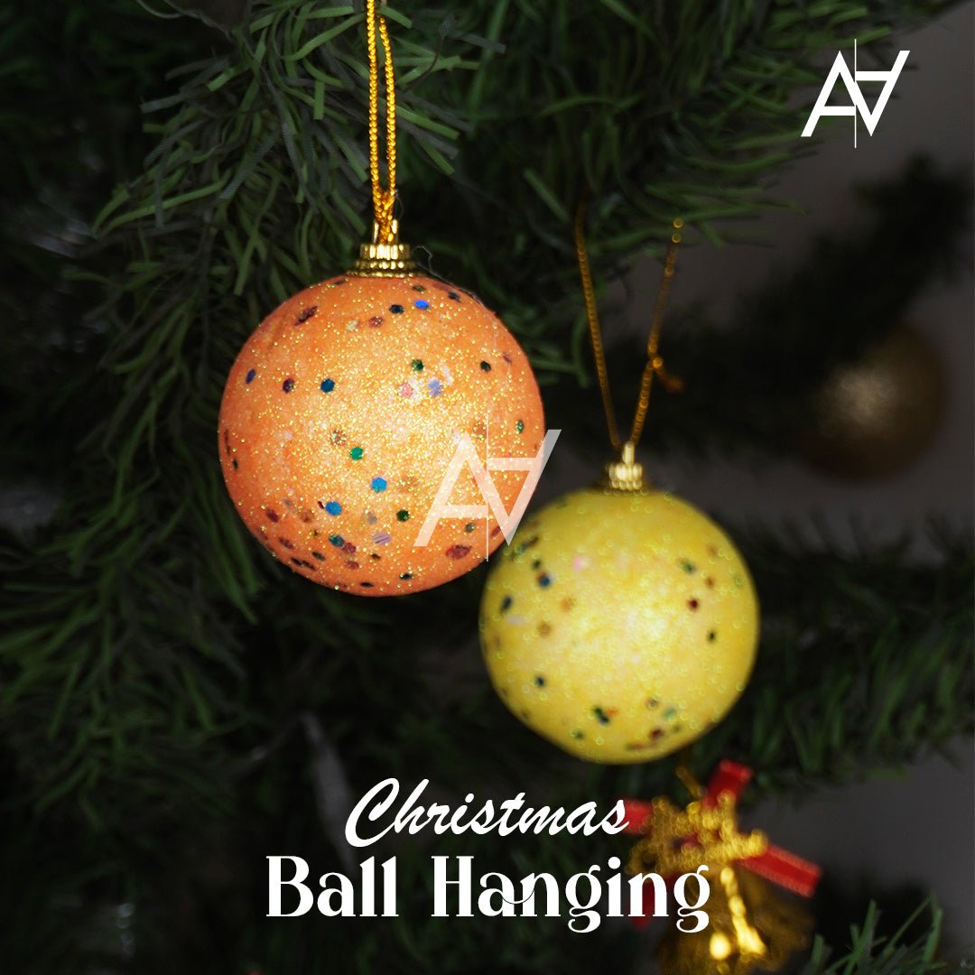 Glitter Christmas Hanging Balls – Pack of 6 - aliakbardecoration