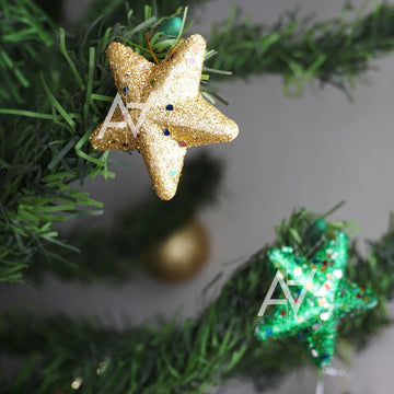 Glitter Christmas Star Hanging – Set of 6 (Multicolor) - aliakbardecoration