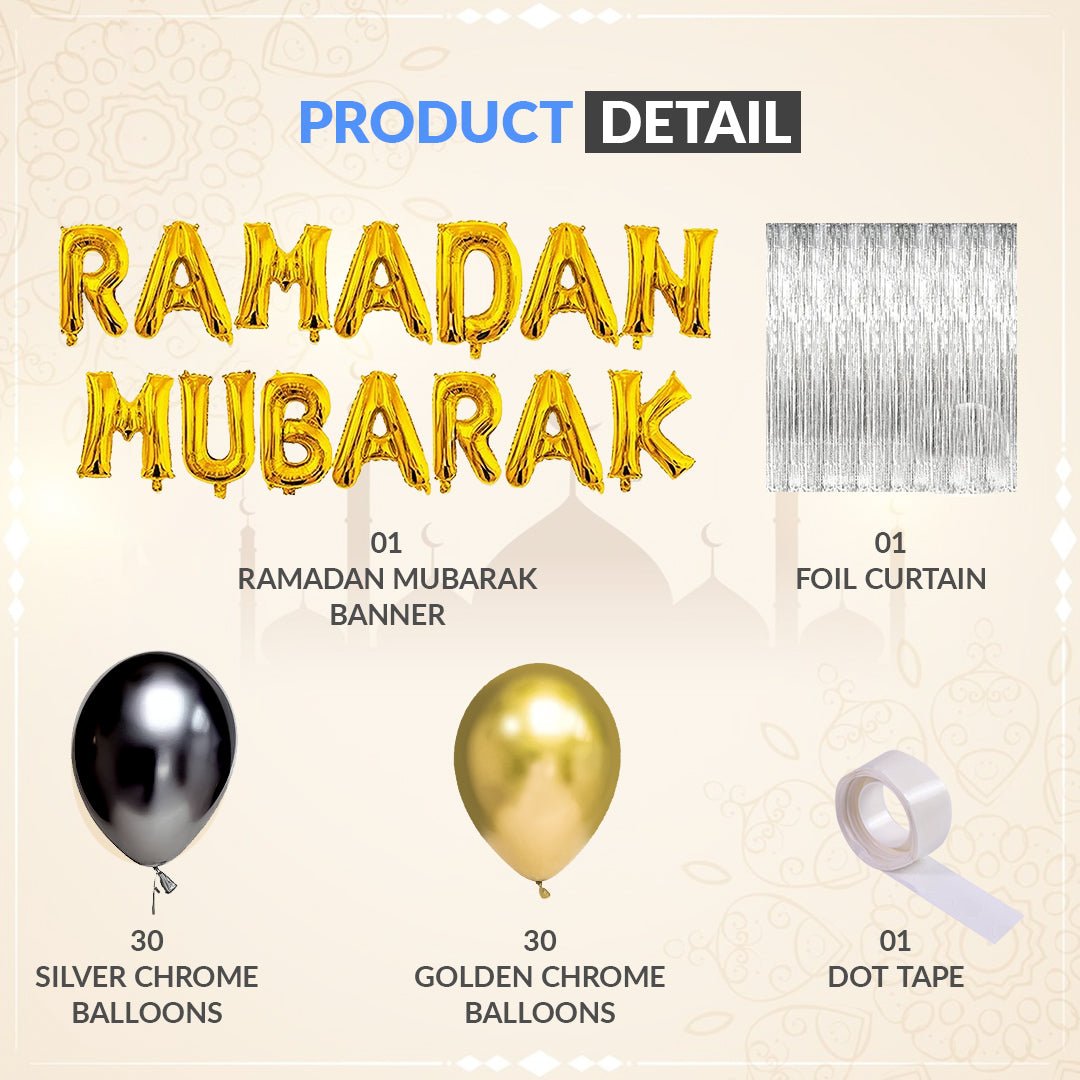 Golden & Black Ramadan Balloon Kit Bundle - aliakbardecoration
