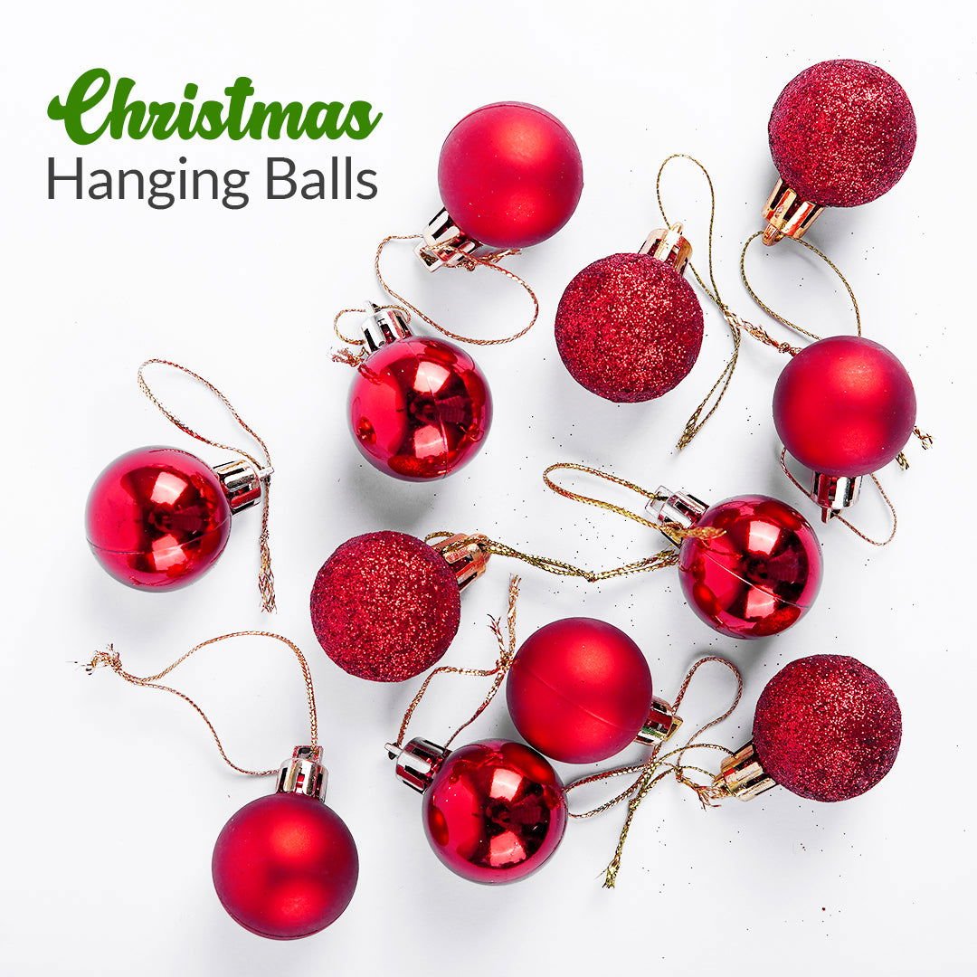 Golden & Red Hanging Ball 6 Pcs for Christmas Party Decor - aliakbardecoration