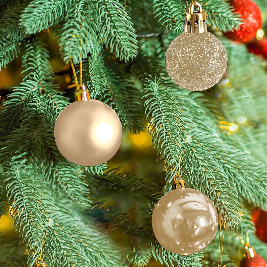 Golden & Red Hanging Ball 6 Pcs for Christmas Party Decor - aliakbardecoration