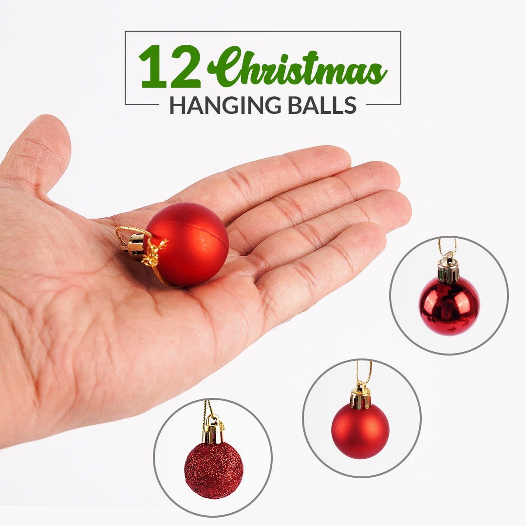 Golden & Red Hanging Ball 6 Pcs for Christmas Party Decor - aliakbardecoration