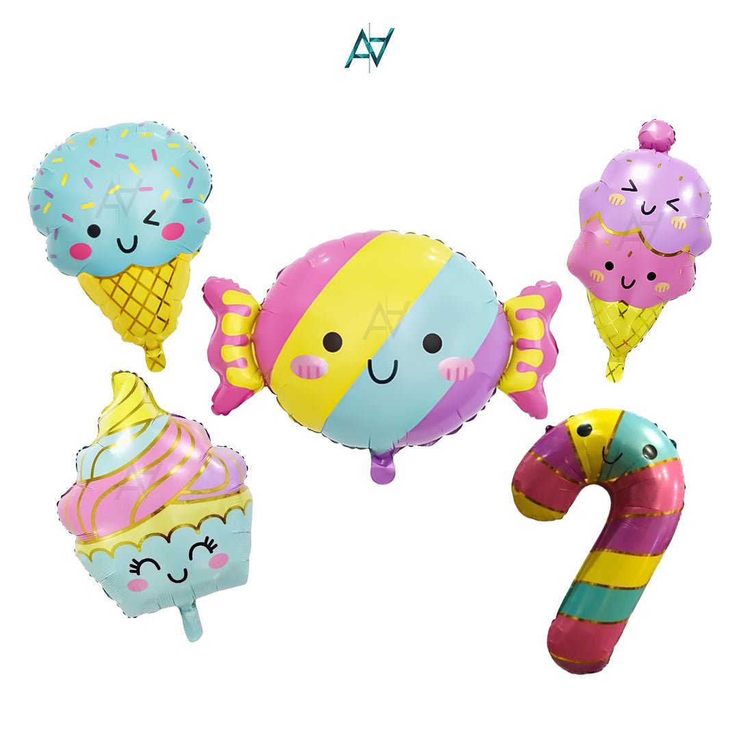 Ice Cream Foil Balloon Set (5 Pcs) by Ali Akbar Decoration – Party Balloons - aliakbardecoration