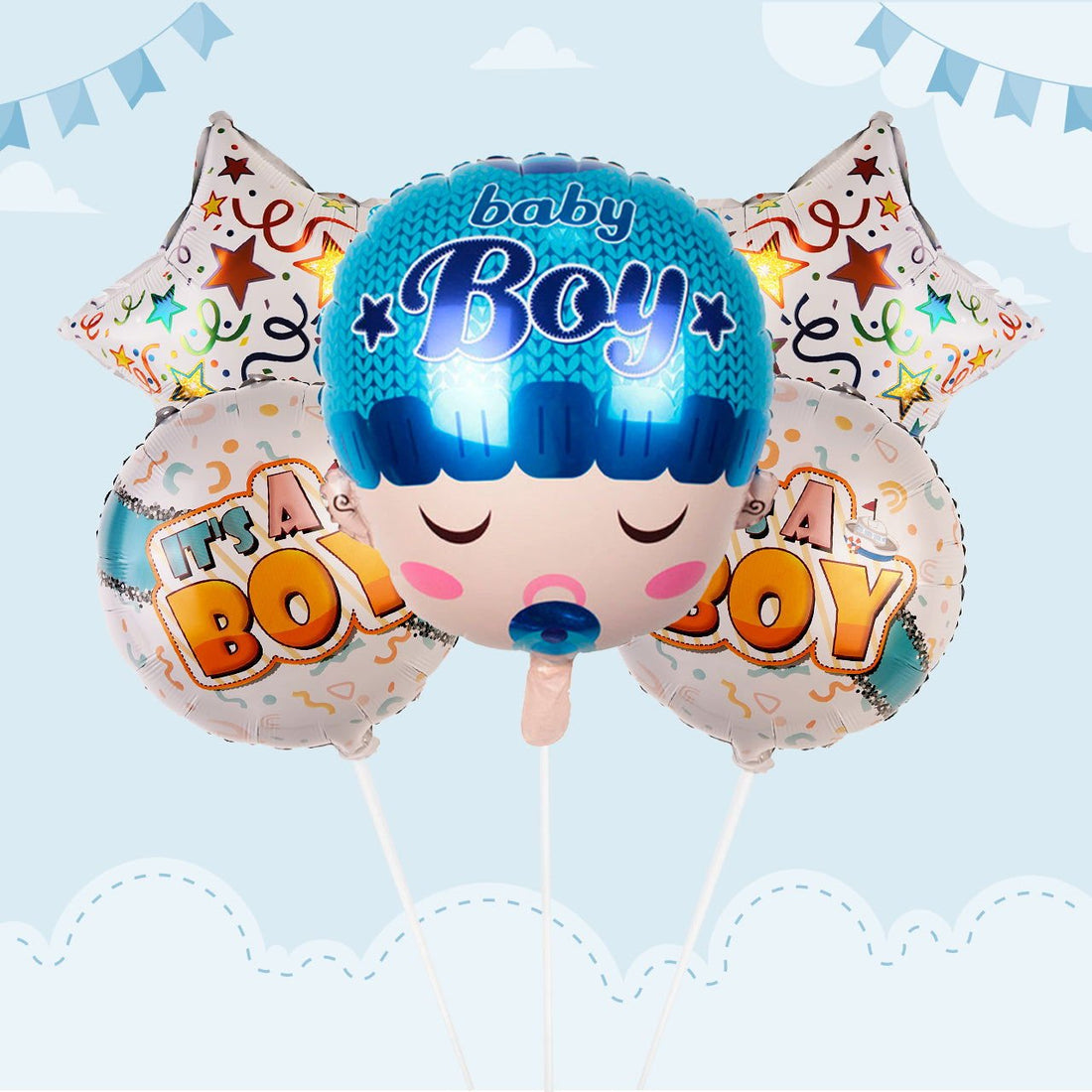 Its a Boy 5 Pcs Face Foil Balloon | For | Baby Shower Decor | - aliakbardecoration