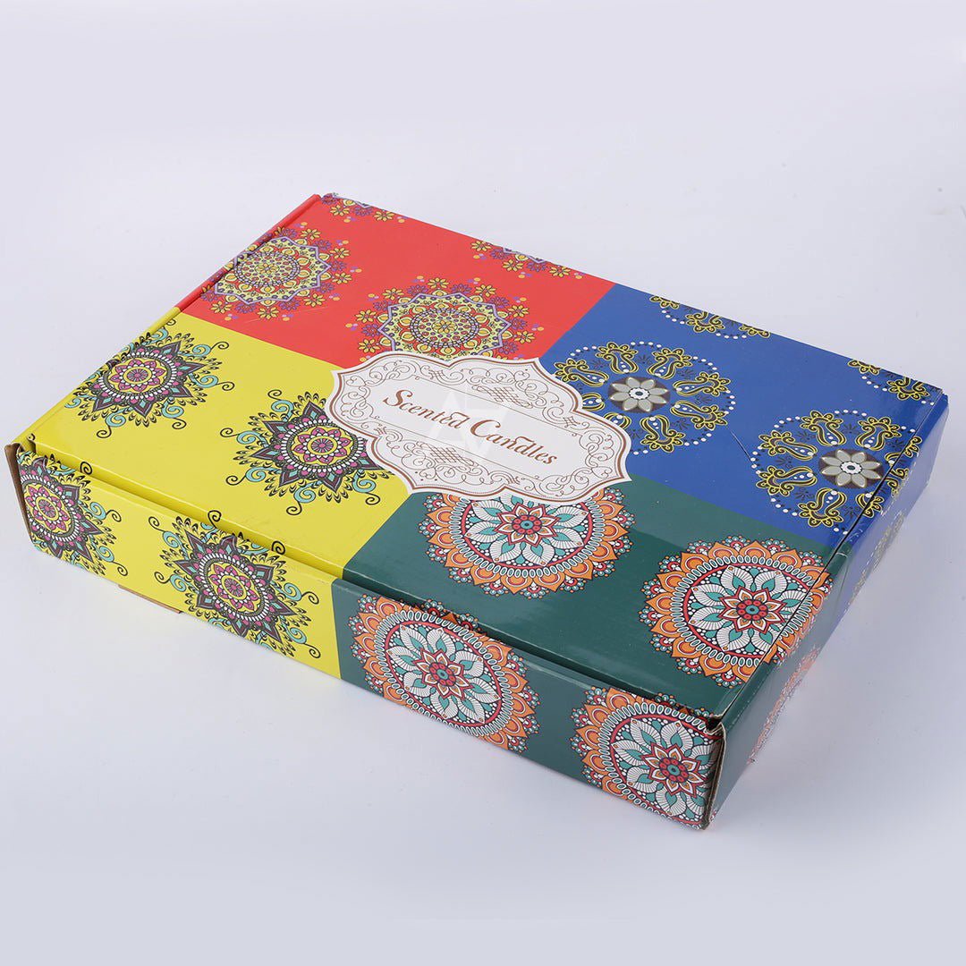 Mandala candles | Pack of 12 | For home decoration - aliakbardecoration