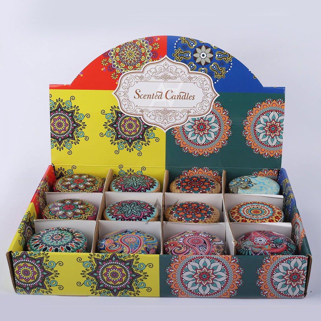 Mandala candles | Pack of 12 | For home decoration - aliakbardecoration