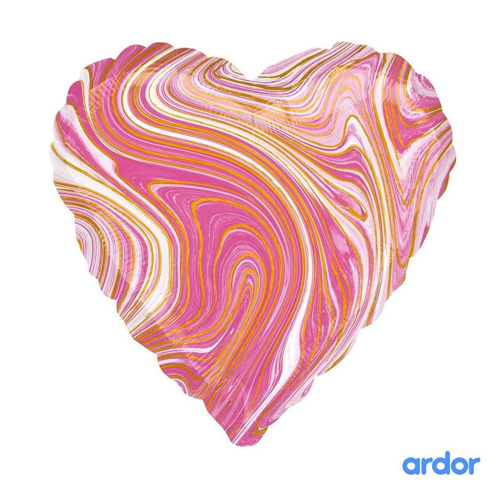 Marble Print Heart Foil Balloon – 18 Inches - aliakbardecoration
