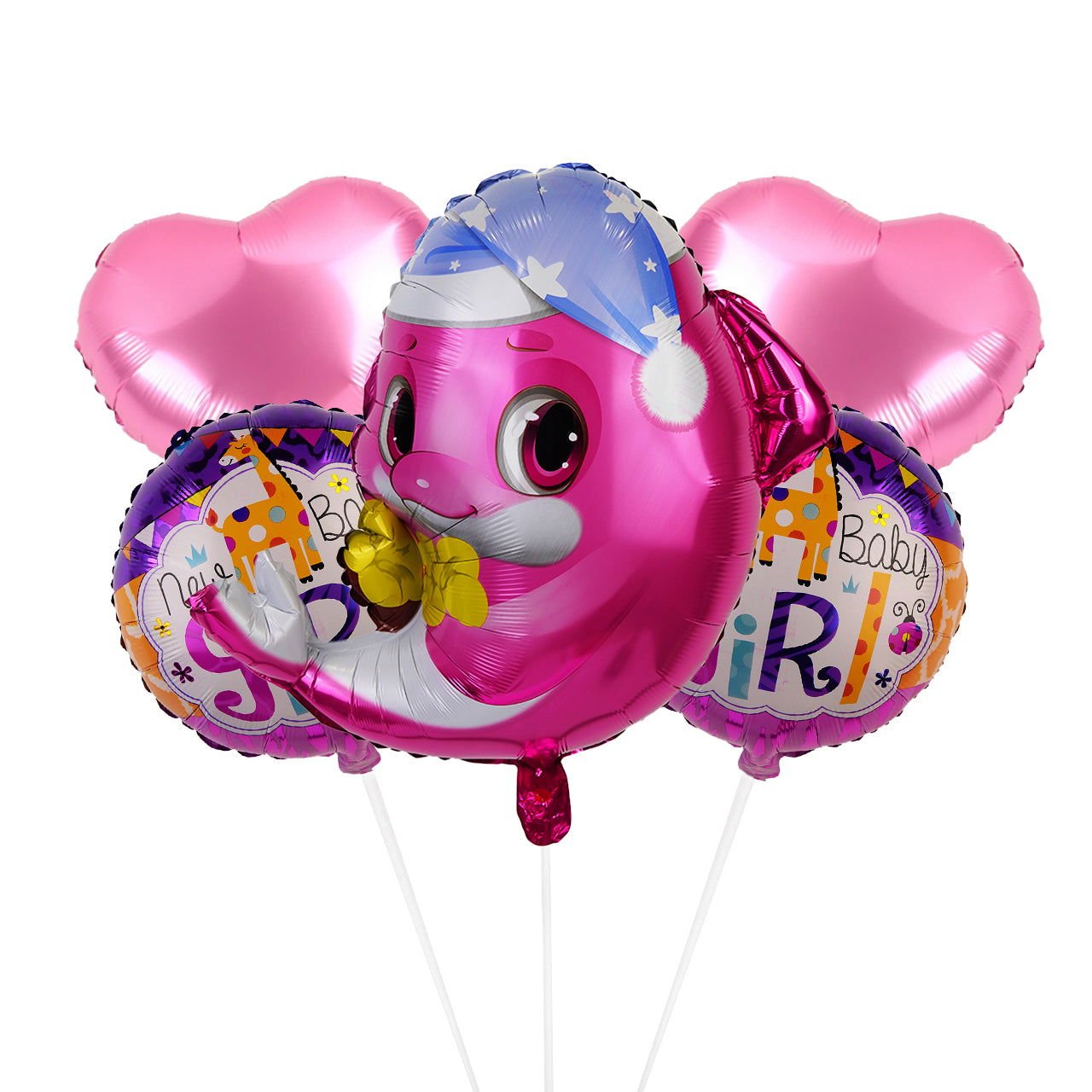 New Baby Girl 5 Pcs Foil Balloon - aliakbardecoration