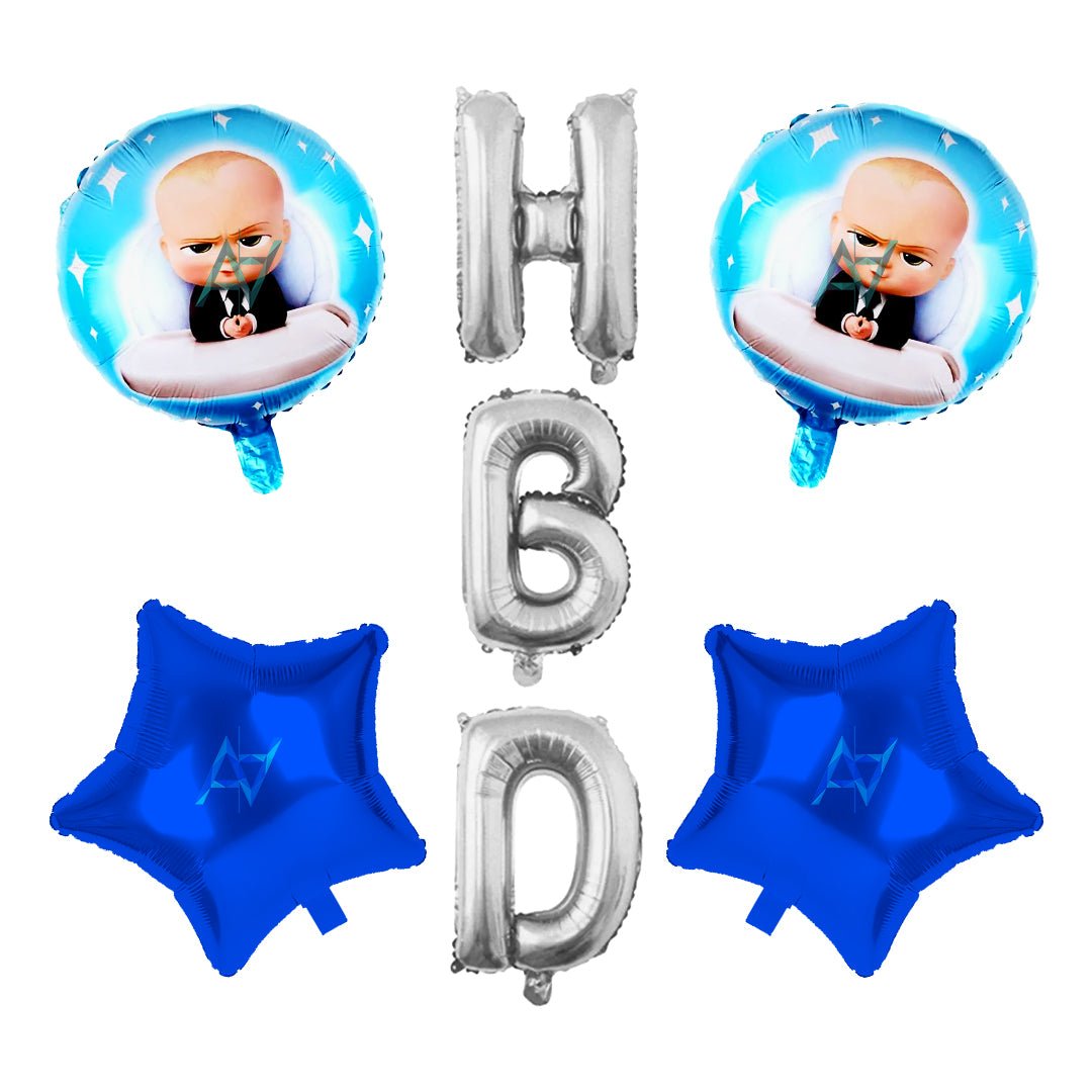 Pack of 10 - Boss Baby Foil Balloons - 7 pcs Set - Ali Akbar decoration - aliakbardecoration