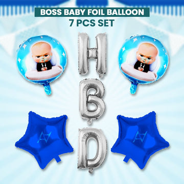 Pack of 10 - Boss Baby Foil Balloons - 7 pcs Set - Ali Akbar decoration - aliakbardecoration