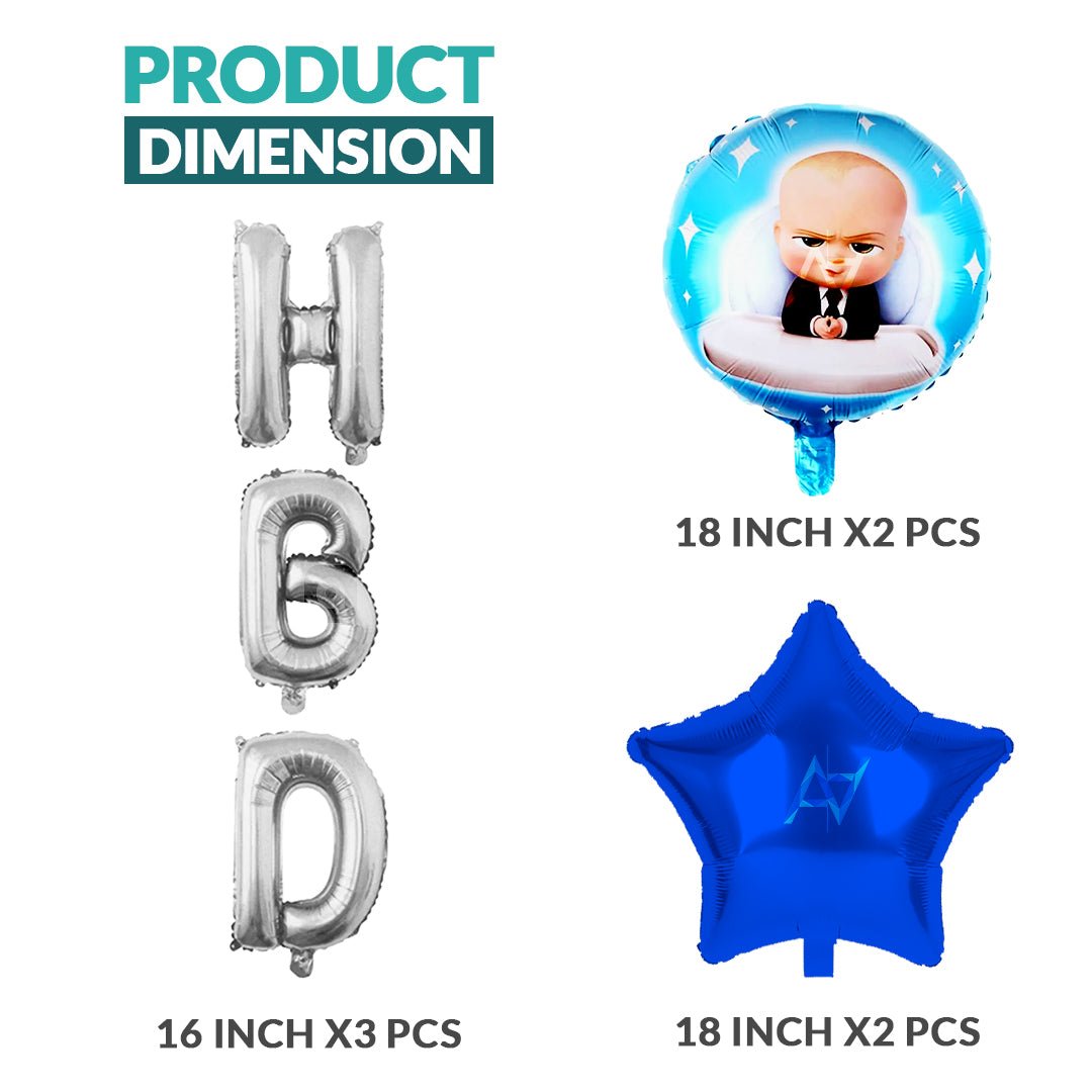 Pack of 10 - Boss Baby Foil Balloons - 7 pcs Set - Ali Akbar decoration - aliakbardecoration