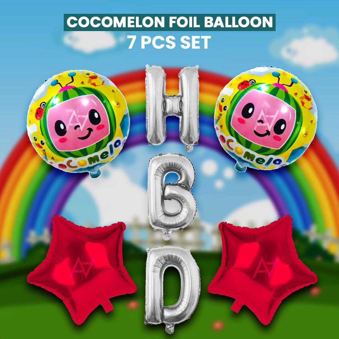 Pack of 10 - Cocomelon Foil Balloons - 5 pcs Set - Ali Akbar decoration - aliakbardecoration