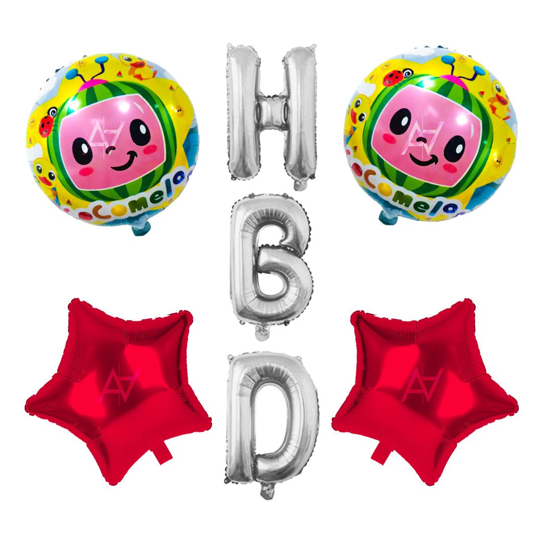 Pack of 10 - Cocomelon Foil Balloons - 5 pcs Set - Ali Akbar decoration - aliakbardecoration