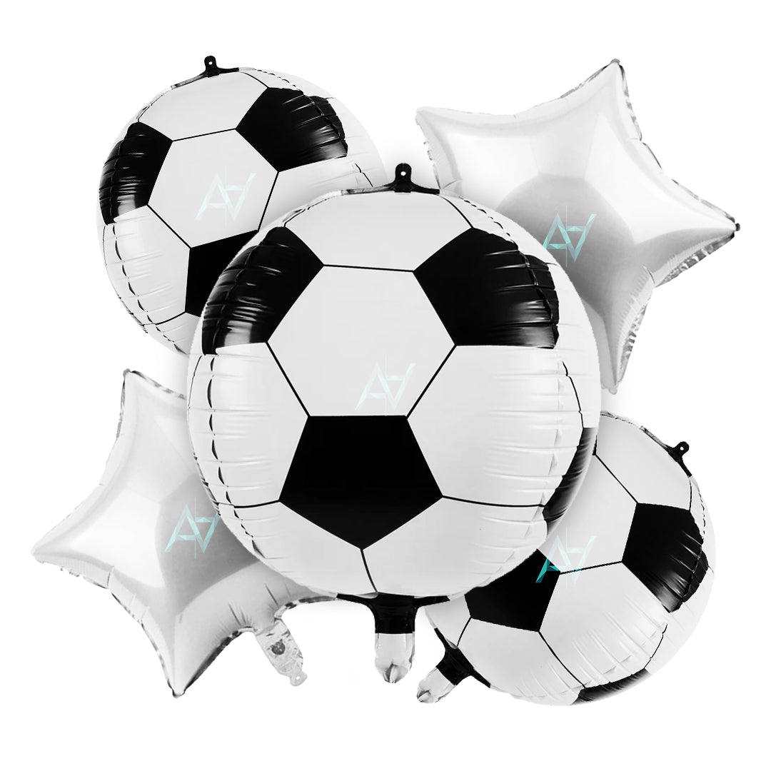 Pack of 10 - Football Foil Balloon - 5 Pcs Set - Ali Akbar decoration - aliakbardecoration