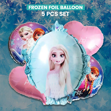 Pack of 10 - Frozen Anna & Elsa Foil Balloons Theme - 5 pcs set - Ali Akbar decoration - aliakbardecoration