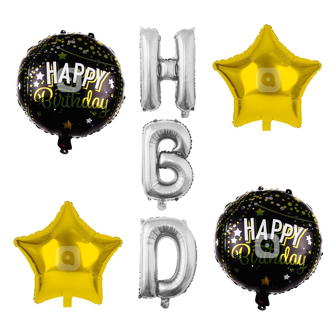 Pack of 10 - HBD Foil Balloons - 7 pcs Set - Ali Akbar decoration - aliakbardecoration