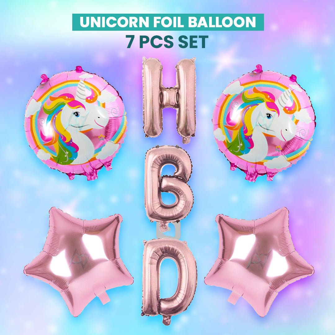 Pack of 10 - HBD Foil Balloons Set - 7 pcs Set - Ali Akbar decoration - aliakbardecoration