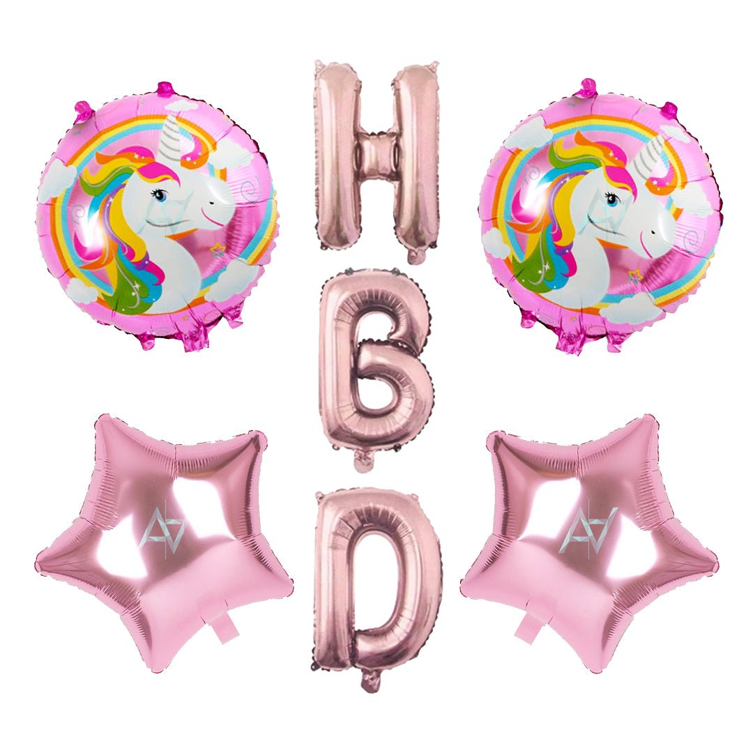 Pack of 10 - HBD Foil Balloons Set - 7 pcs Set - Ali Akbar decoration - aliakbardecoration