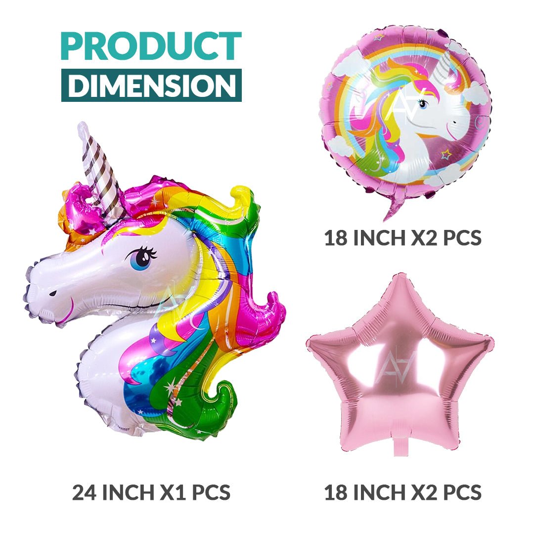 Pack of 10 - Unicorn Foil Balloons - 5 pcs foil balloon Set - Ali Akbar decoration - aliakbardecoration
