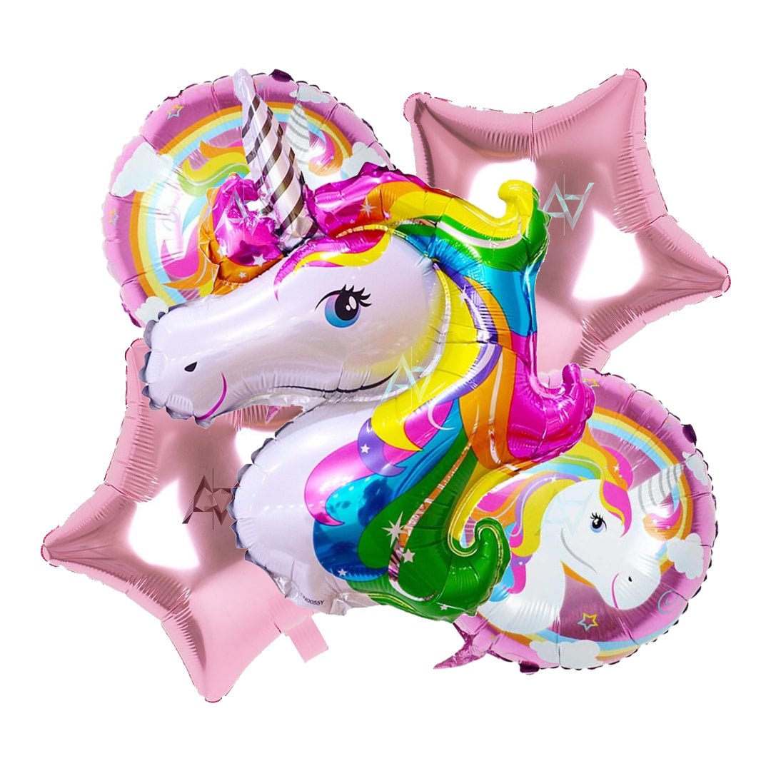 Pack of 10 - Unicorn Foil Balloons - 5 pcs foil balloon Set - Ali Akbar decoration - aliakbardecoration