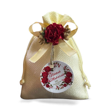 Pack of 50 - Nikkah Jute Pouches - Ivory White Color - aliakbardecoration