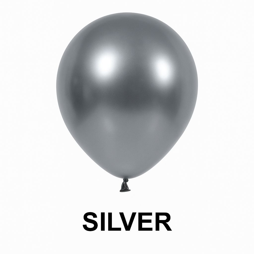 Pack of 50 - Silver 10 Inch Chrome Balloon - aliakbardecoration