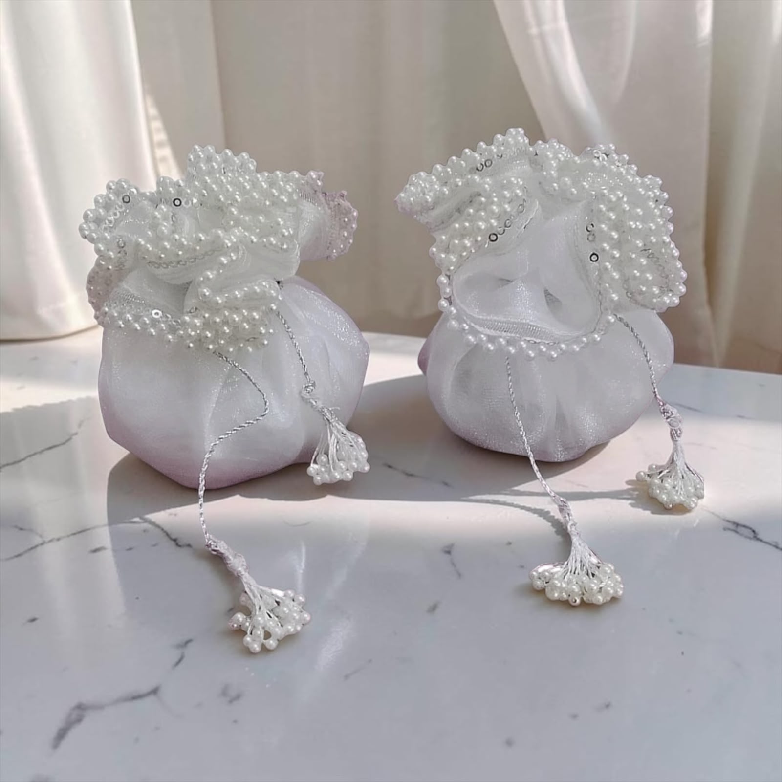 White Nikkah Pearls Pouch