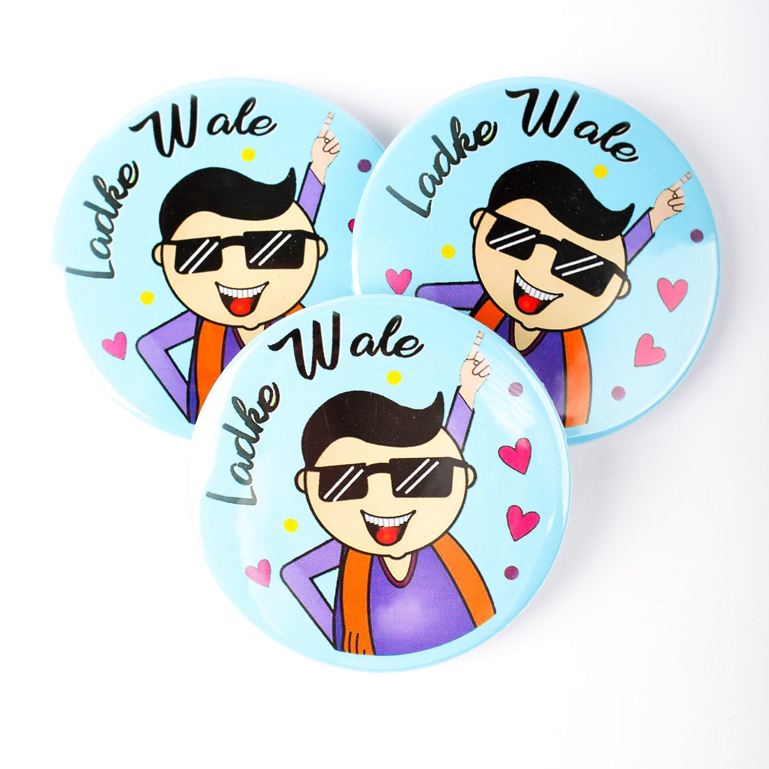 Charming Couple Badges: Larky Wale & Larki Wale Wedding Badges 6 Pcs